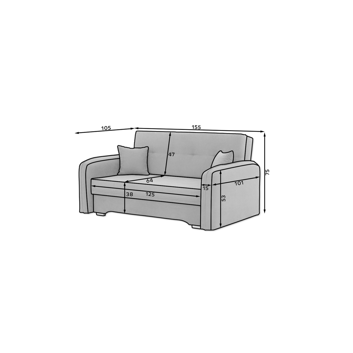 Laine Condo Style 2 Seater Storage Sleeper Sofa - Brown