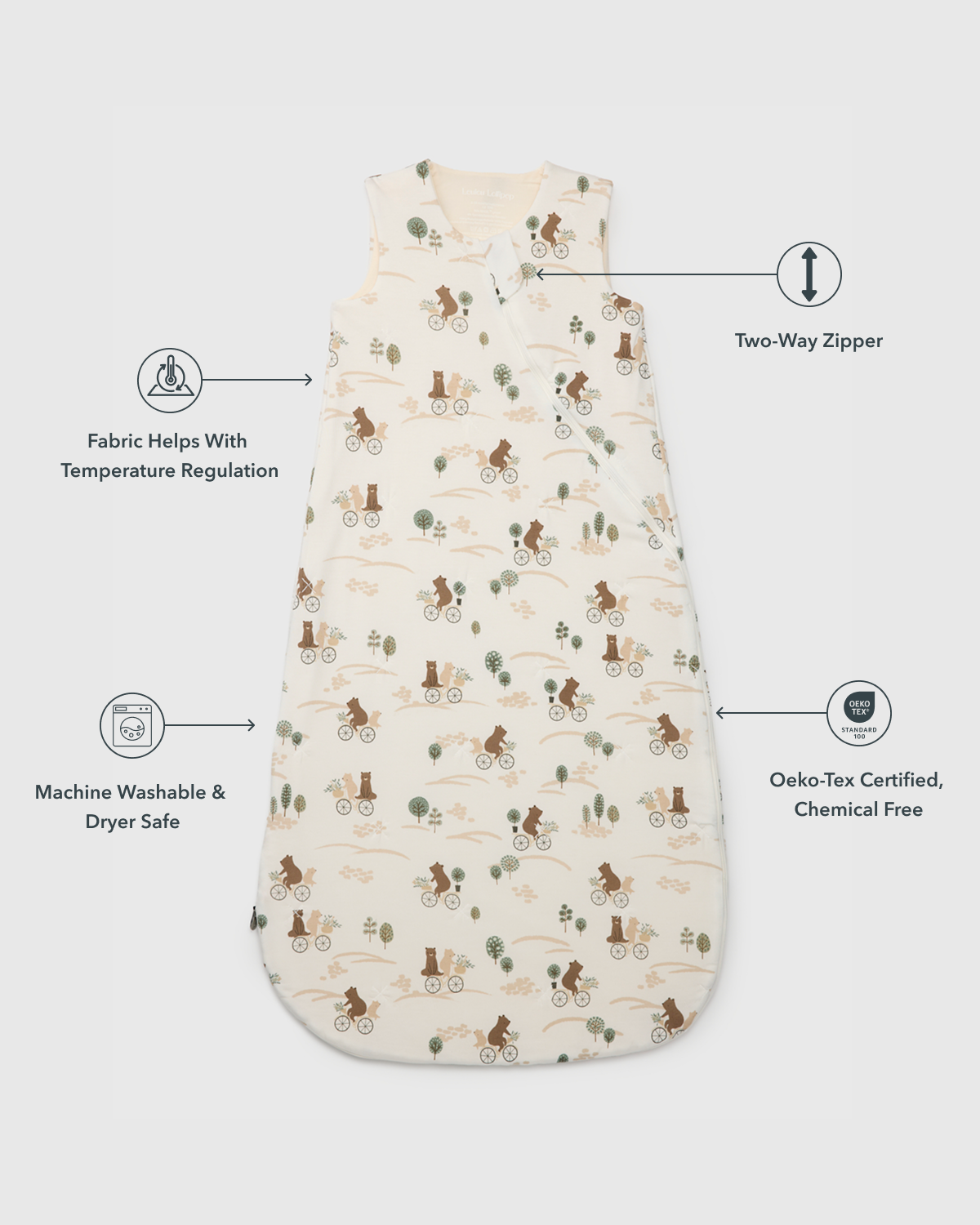 Baby Sleep Sack TENCEL™ 1.0 TOG - Bears on Bikes