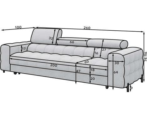 Festello 3 Seater Sleeper Sofa - Beige
