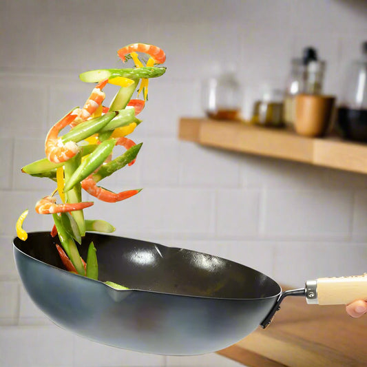 Yoshikawa Japan | Cook-Pal Ren Nitrided Carbon Steel Wok 36cm - Made in Japan