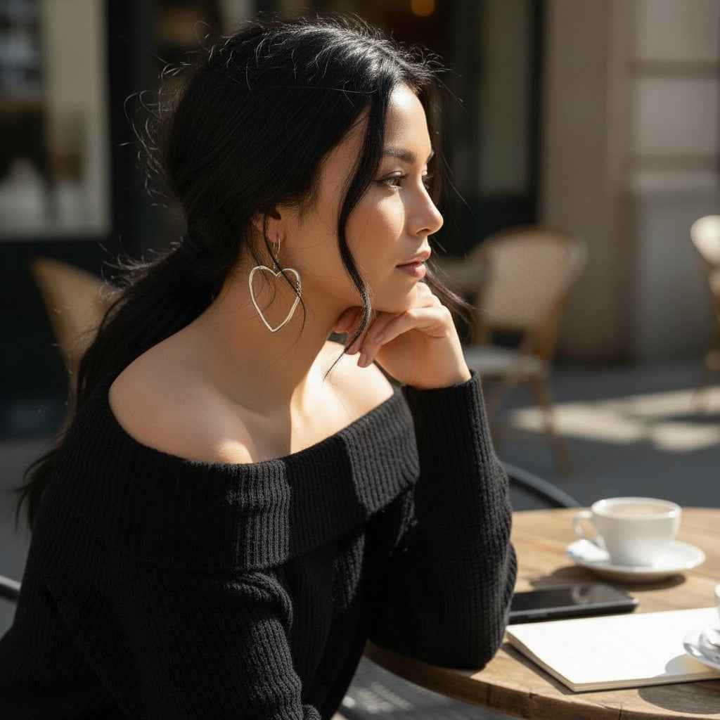 Open Heart Earrings in Silver Plate