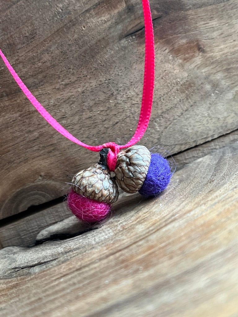Tiny Double Felted Acorn | Raspberry & Purple | Aromatherapy Diffuser