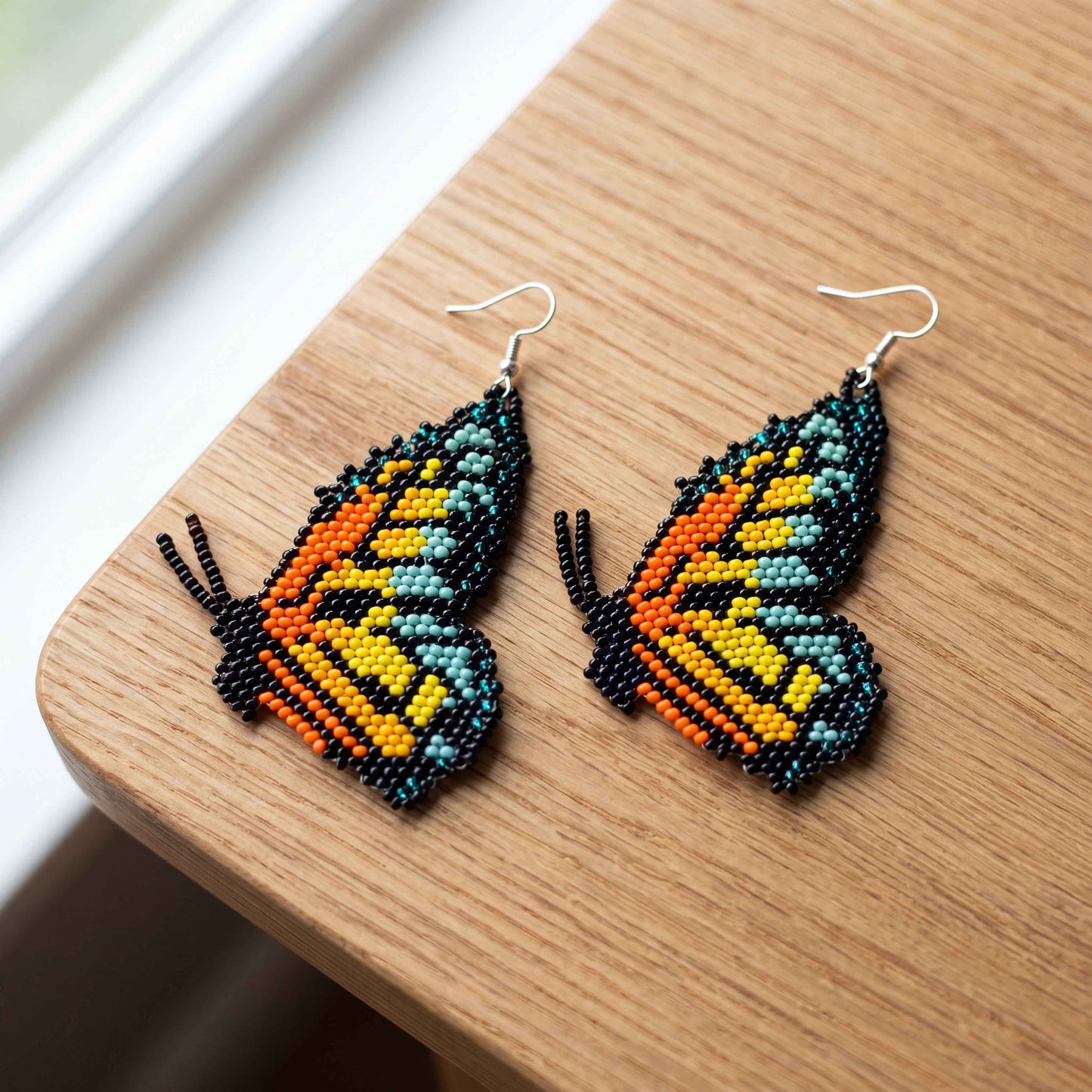 Turquoise Butterfly Wing Beaded Earrings