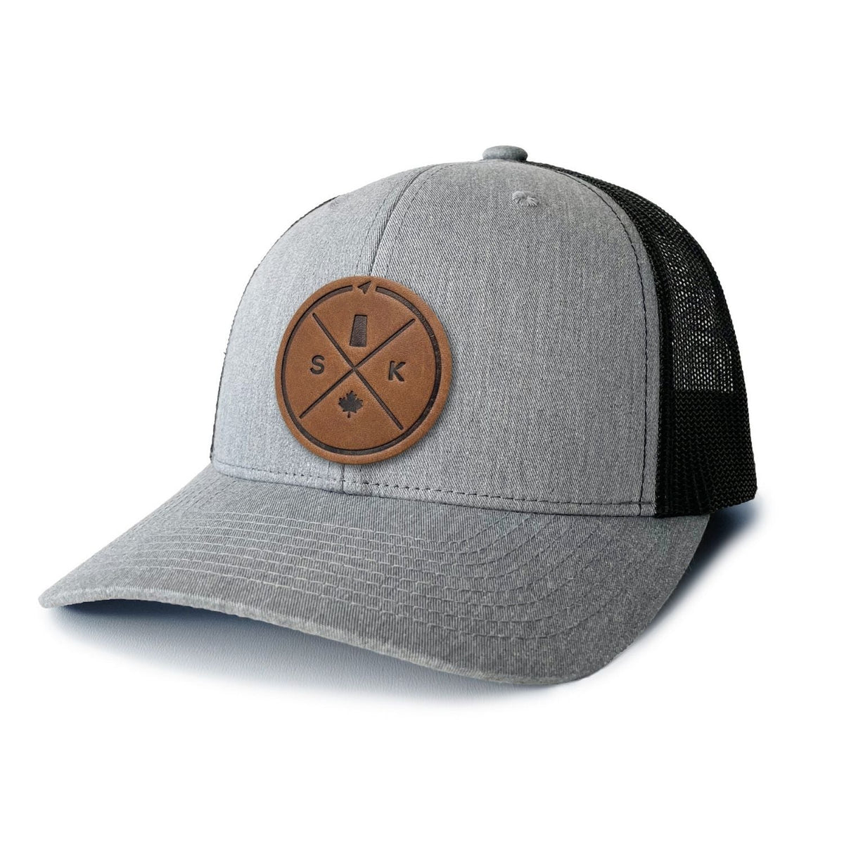 Saskatchewan Compass Leather Patch Trucker Hat