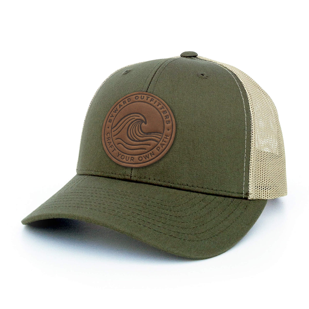 Rolling Wave Leather Patch Trucker Hat