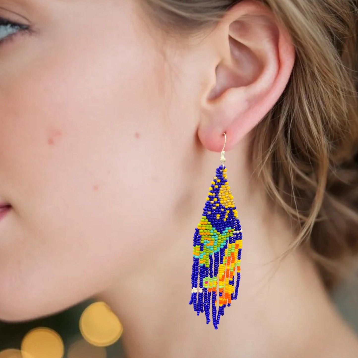 Blue Sky Dancer Beaded Earrings