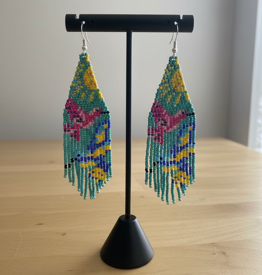 Turquoise Sky Dancer Beaded Earrings