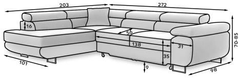 Anton Storage Sleeper Sectional Sofa - Grey