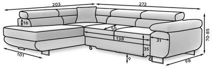 Anton Storage Sleeper Sectional Sofa - Navy Blue