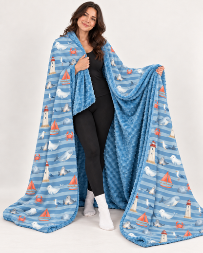 Couverture minky fleuve Saint-Laurent 🐋 géante
