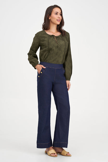 Women's Knit/Woven Combo Top