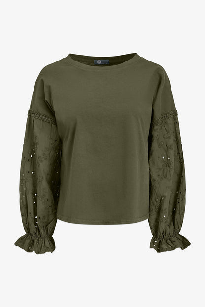 Women's Knit/Woven Combo Top