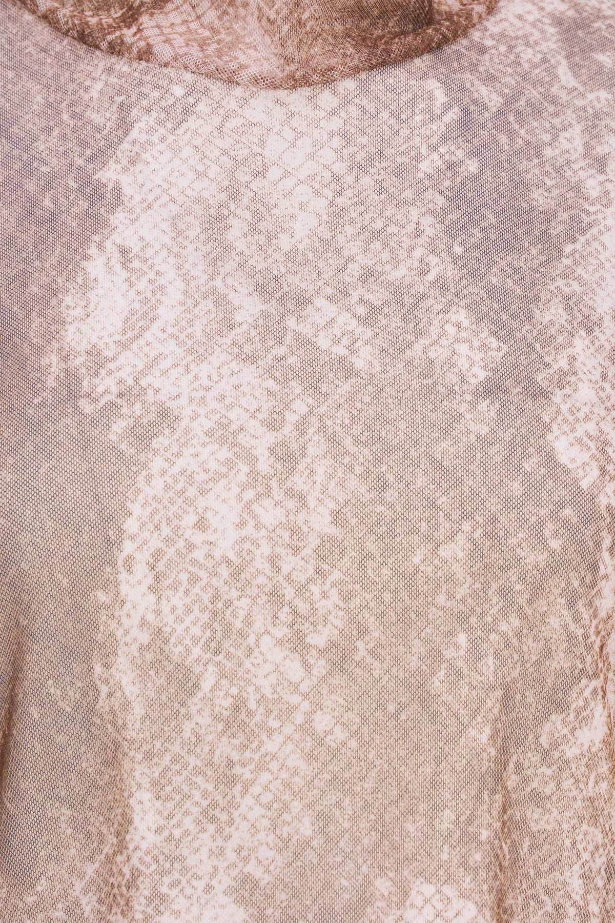 Women's Mesh-Knit Printed Top, with a Mock Neckline & Long Sleeves