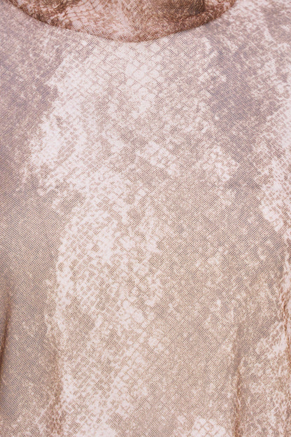 Women's Mesh-Knit Printed Top, with a Mock Neckline & Long Sleeves