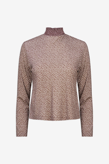 Women's Soft Printed Knit Top, Long Sleeves & Tie-Back Scarf Collar
