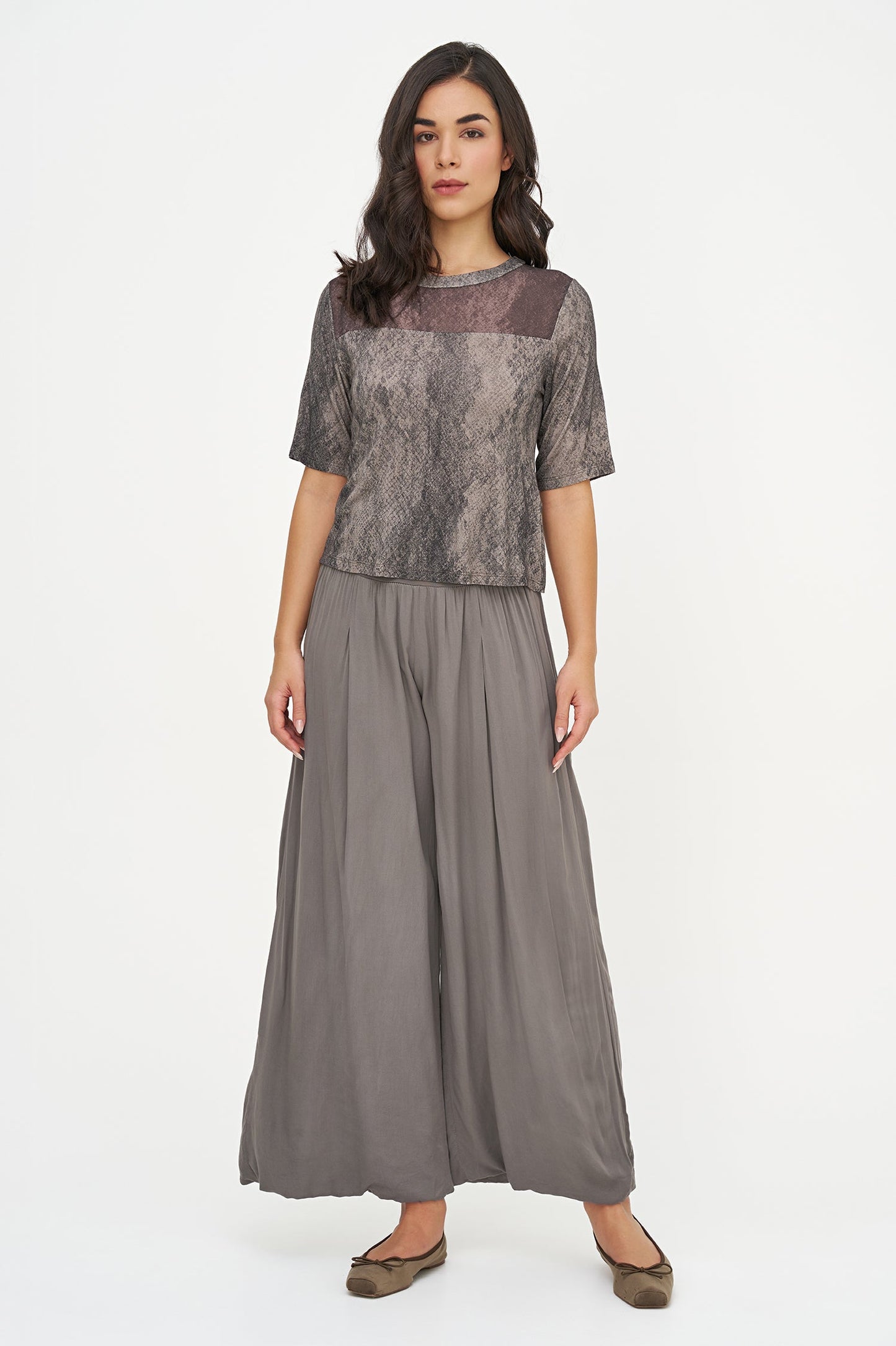 Women's Knit/Woven Combo Top