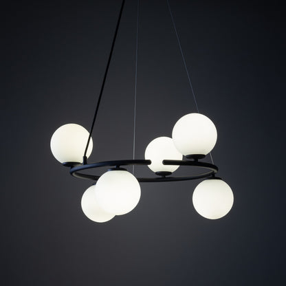ANABELLE Scandinavian PendANABELLE 6-Light Scandinavian Globe Chandelier for Dining Room & Modern Interiorsant Light 6