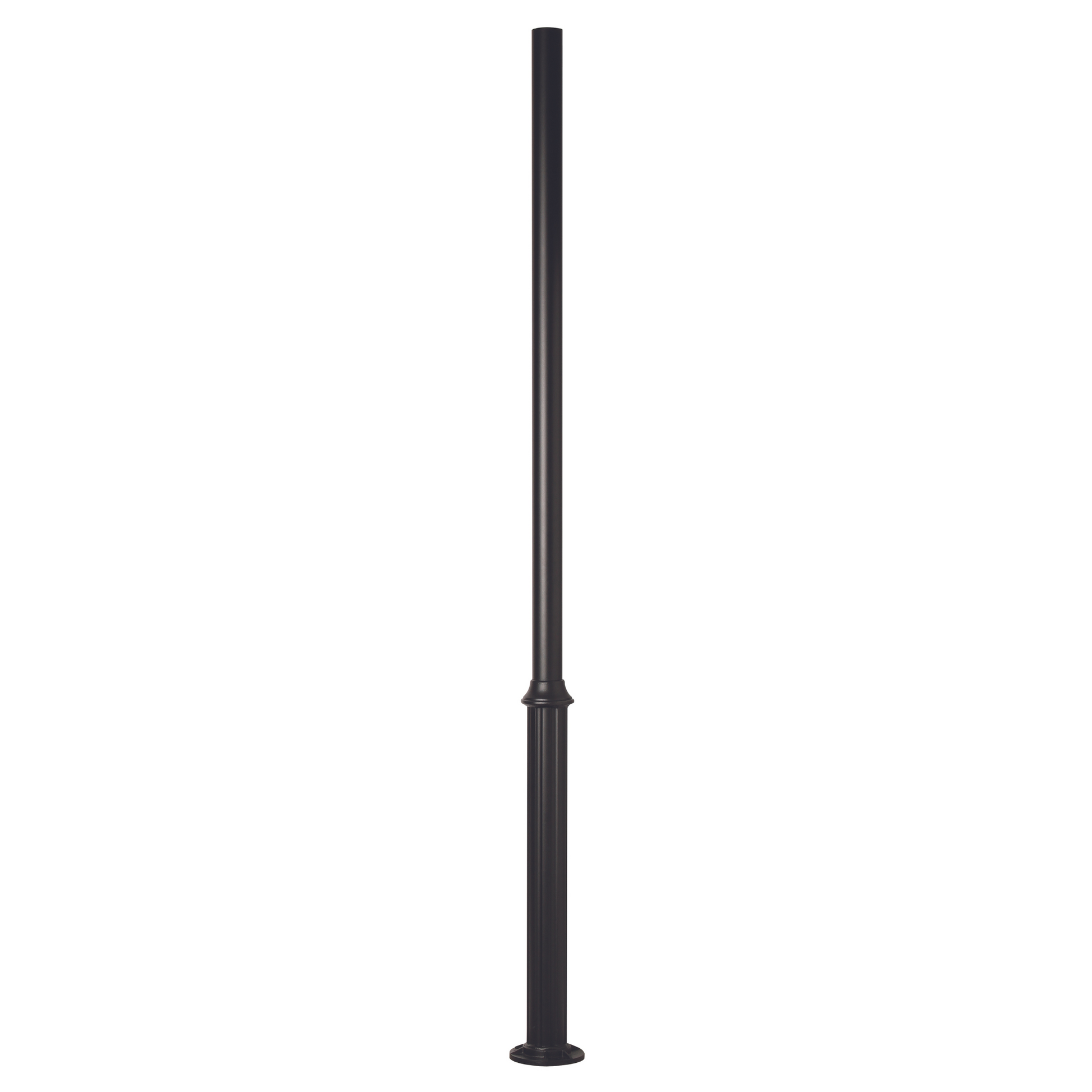 Poteau d'aluminium rond de 3'' base soudée cannelée avec boulons d'ancrage