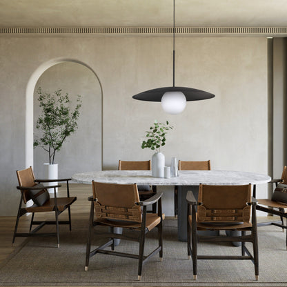 SLATE Mid-Century Modern Wide Dome Pendant Light for Kitchen Island & Dining Table - AURABAGS SHOP