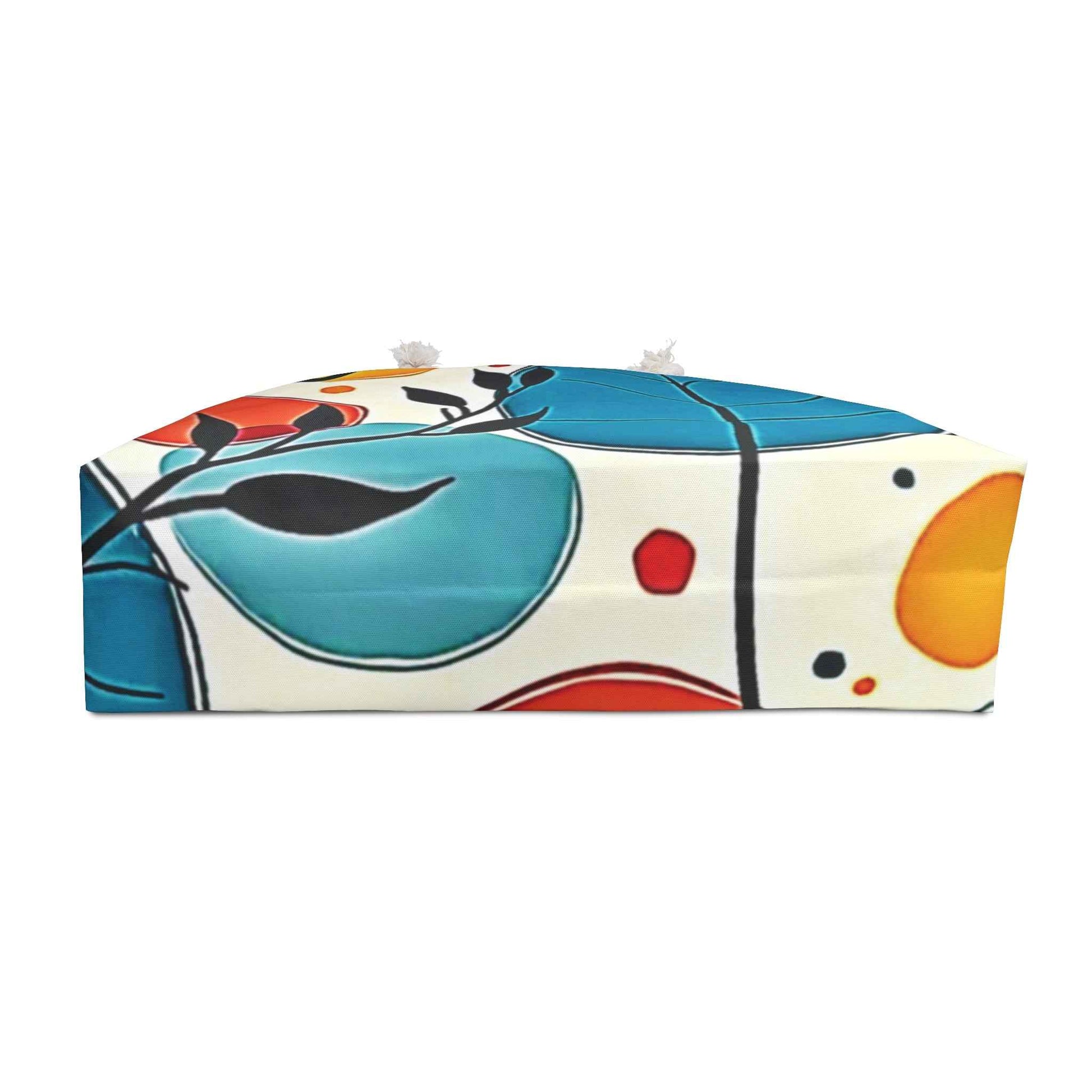 Colorful Abstract Leaves Weekender Bag | Teal Red Yellow Botanical Pattern |Large Tote Bag | Mom Weekender Bag | Busy Mom Bag