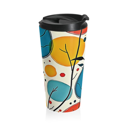Colorful Leaf Pattern Stainless Steel Travel Mug | Floral Abstract Tumbler - AURABAGS SHOP