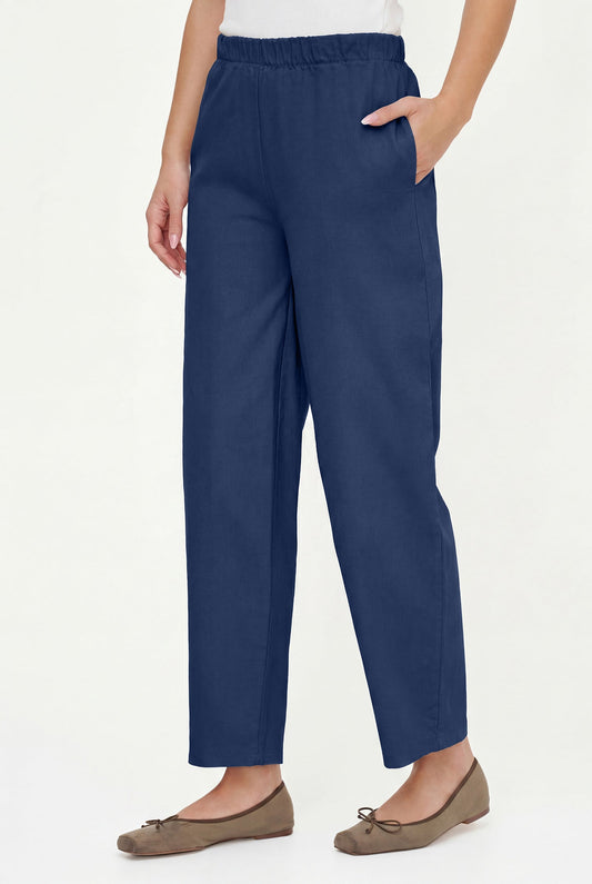 Women's Woven Pull-On Barrel-Leg Pant with Side Seam Pockets
