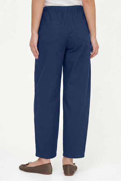 Women's Woven Pull-On Barrel-Leg Pant with Side Seam Pockets