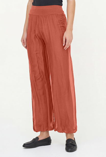 Women's Woven Pull-On Pant with a Jersey Waistband & a Bubble-Hem