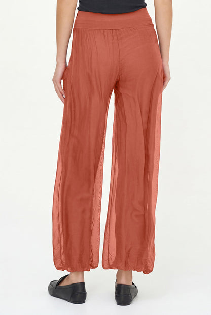 Women's Woven Pull-On Pant with a Jersey Waistband & a Bubble-Hem