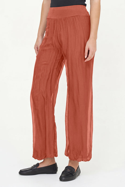 Women's Woven Pull-On Pant with a Jersey Waistband & a Bubble-Hem