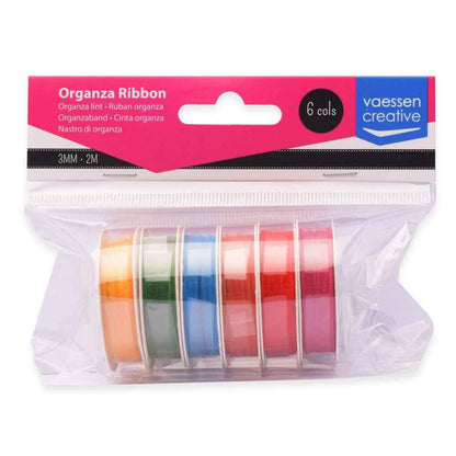 Vaessen Creative Organza Ribbon 6 Colours 3mmx2m Summer