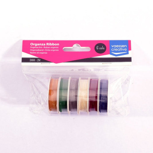 Vaessen Creative Organza Ribbon 6 Colours 3mmx2m Christmas