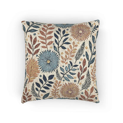 Boho Floral Woven Pillow | Textured Daisy Leaves Decorative Throw Pillow