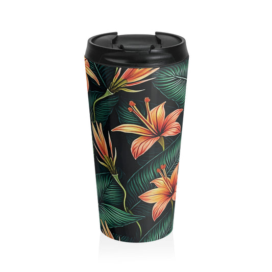 Tropical Orange Lily Travel Mug | Floral Stainless Steel Tumbler - AURABAGS SHOP