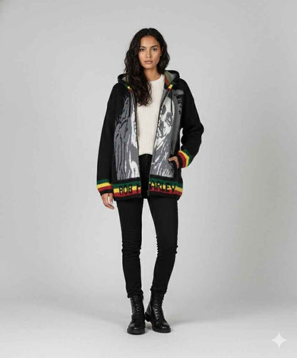 Bob Marley  grey/ black Unisex Alpaca Sweater