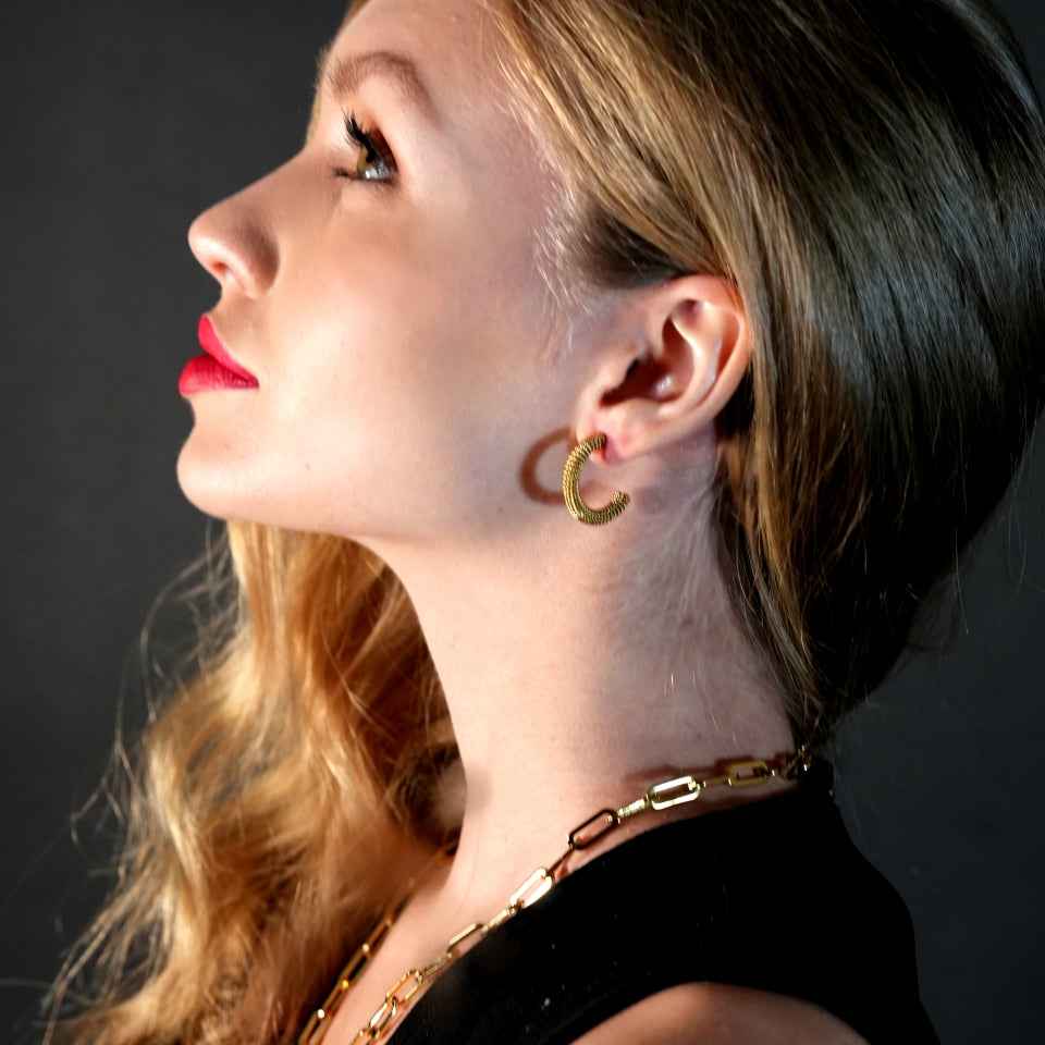 KUMASI Richly Textured Gold Hoop Earrings