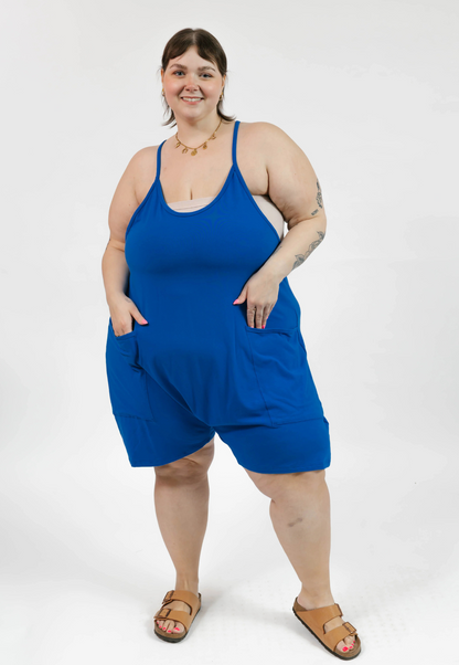 Abigael Shorty Romper in Nautical Blue