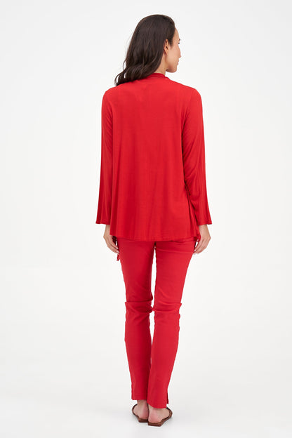 Women's Knit/Woven Combo Cardigan