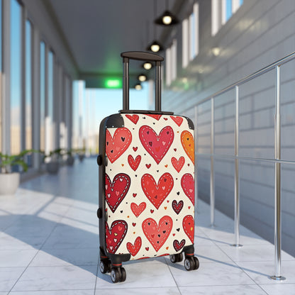 Heart Pattern Carry-On Suitcase — Red & Orange Valentine Travel Luggage