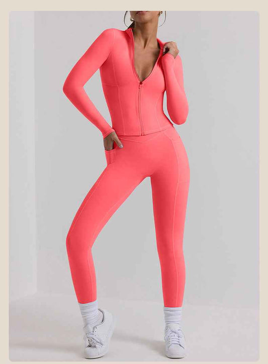 Women’s Long-Sleeve Yoga Workout Set – Top & Trousers Exercise Outfit