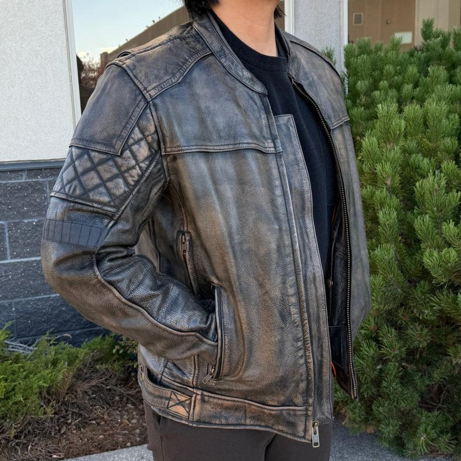 Unik International Men's Reflective Stripe Motorcycle Jacket