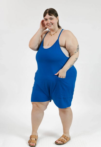 Abigael Shorty Romper in Nautical Blue