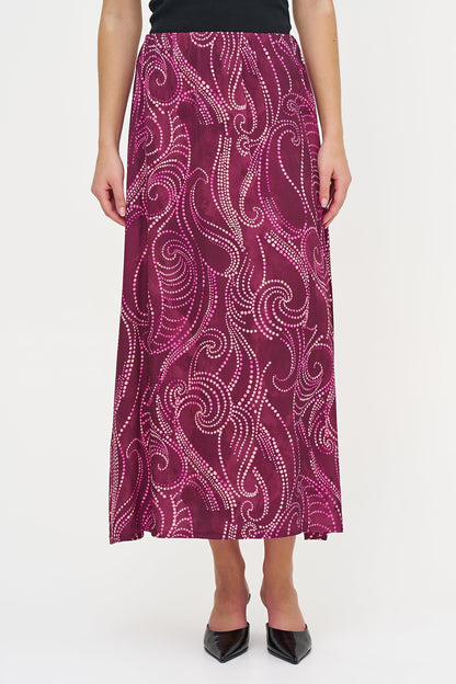 Women's Printed Woven Pull-On Flowing Skirt