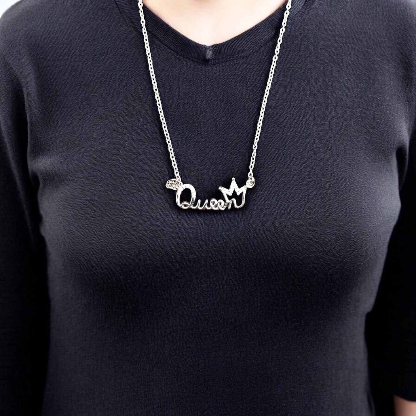 Queen Stainless Steel Necklace Pendants With Long Chain
