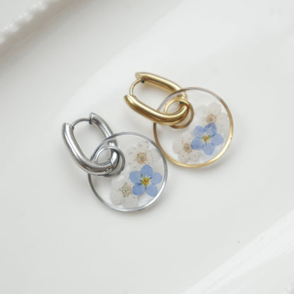Boucles d'oreilles Thalia myosotis - rond 20mm
