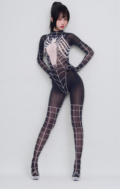 Super Hero Spider Sheer 10D Nylon Full Bodysuit Body Stocking Lingerie