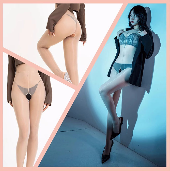 20D Crotchless High Waist Pantyhose Nylon Tights
