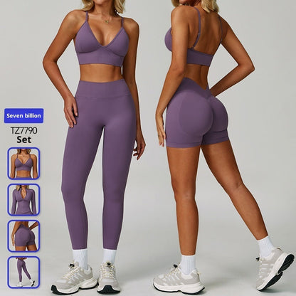 Women’s Seamless Tight Yoga Set – Waist-Slimming Quick-Dry Workout Activewear