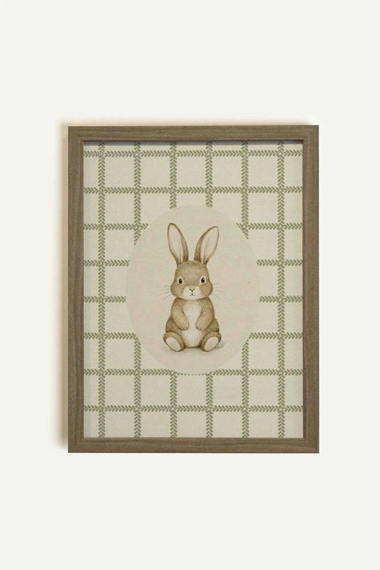 COUNTRY BUNNY, Oeuvre sur toile rigide, encadré brun chêne (collective)