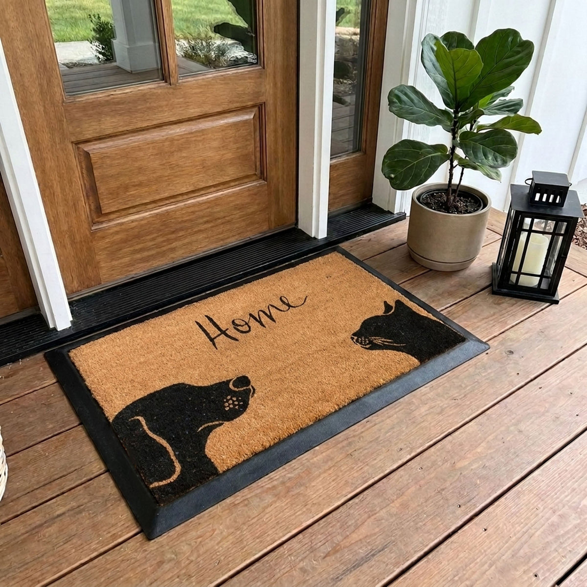 two pets+home rectangular doormat set